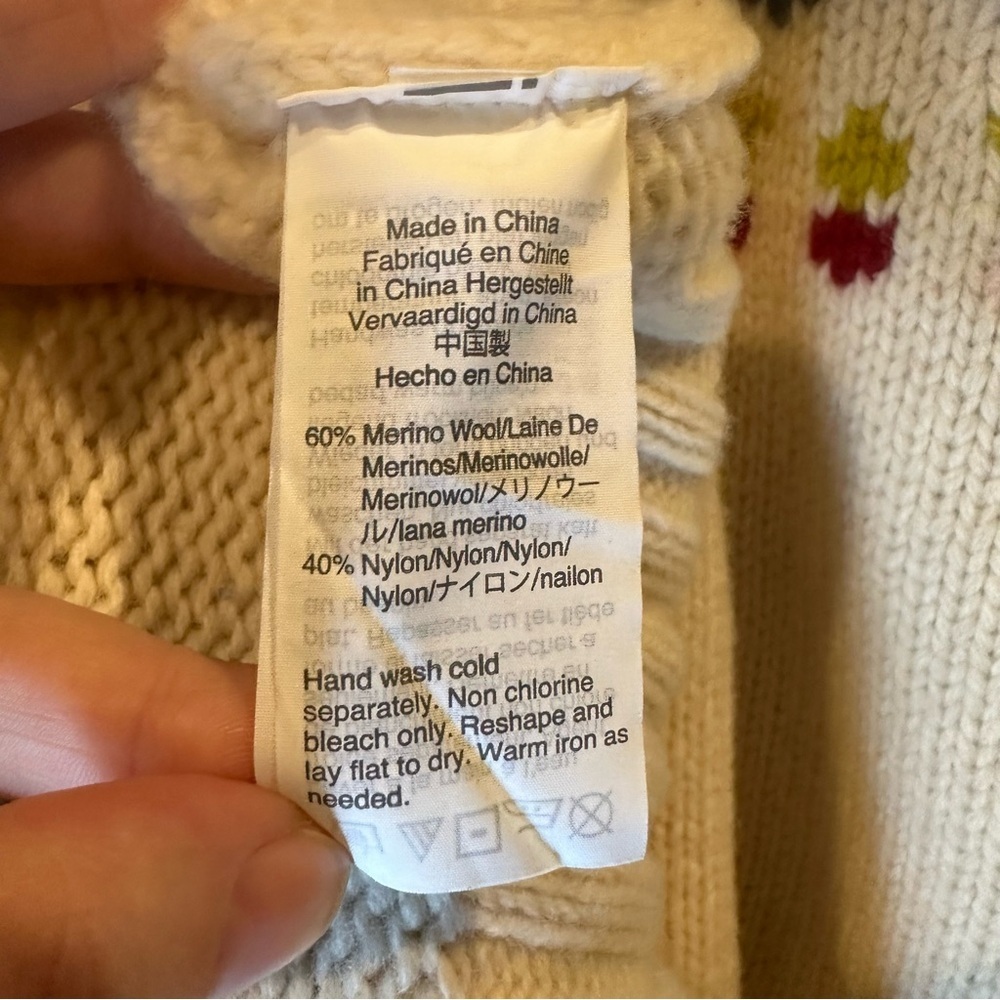 J. Crew Cream Fair Isle Crewneck Sweater with Red, Navy & Chartreuse Yoke - Picture 5 of 5